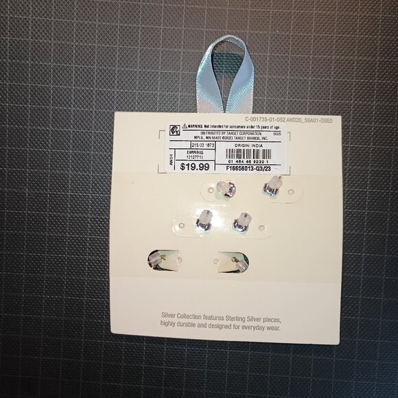 NEW A New Day™ Sterling Cubic Zirconia Silver Ball/ Studs/Hoop Trio Earring Set - Picture 4 of 6